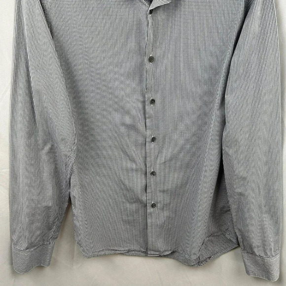 Theory Button Front Shirt, Sylvain Style, Long Sleeves, Black, Gray Check, Small - Picture 3 of 9